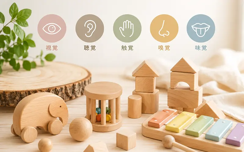 木のおもちゃで五感を育てる