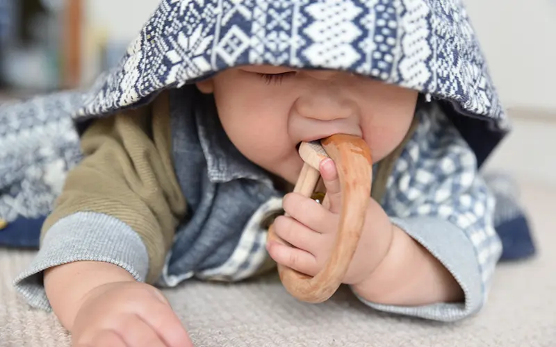 赤ちゃんが遊ぶ木のおもちゃは