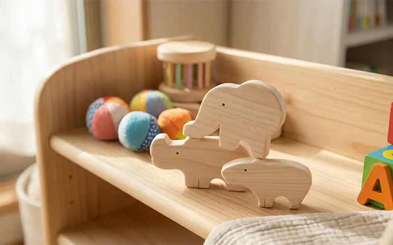 赤ちゃんが遊ぶ木のおもちゃは